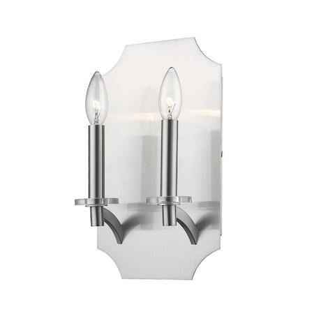 Z-Lite Zander 2 Light Wall Sconce, Brushed Nickel 6008-2S-BN